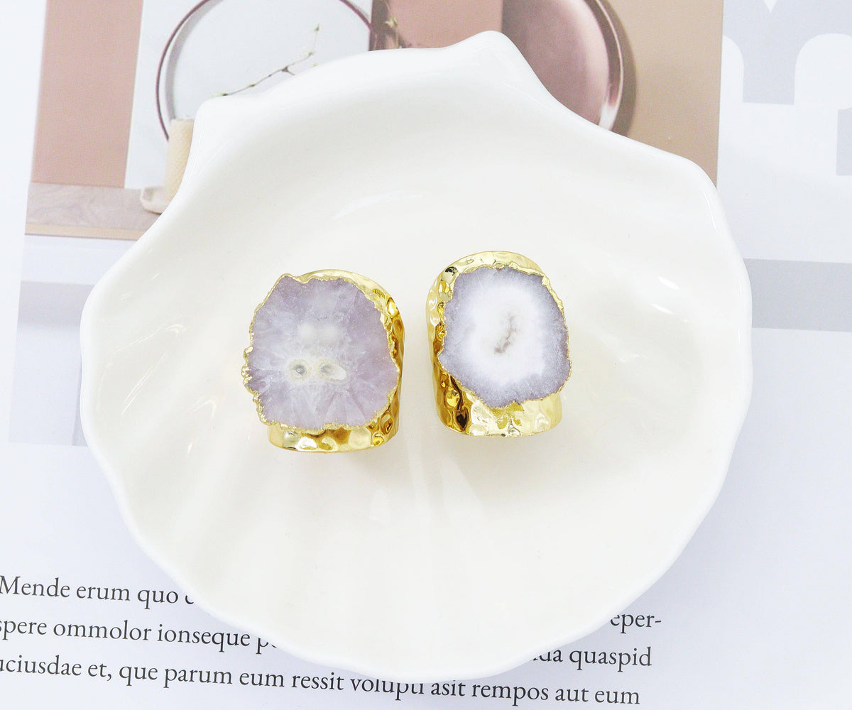 Gold Druzy Adjustable Ring, Sku#YT35