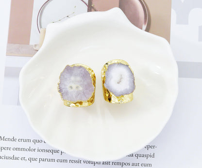 Gold Druzy Adjustable Ring, Sku#YT35