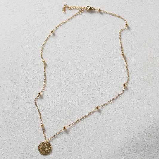 18K Gold Wind-indented Round Necklace