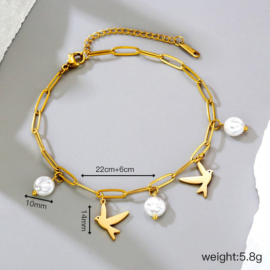 18K Gold Butterfly Sun Heart Anklet Shell Necklace