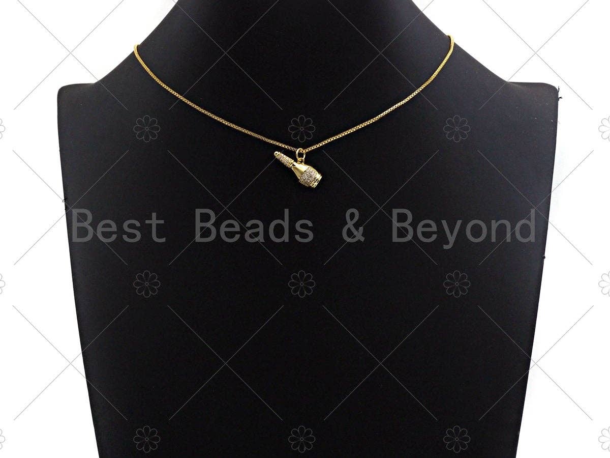 Clear CZ Micro Pave Bottle Shape Pendant/Charm, Bottle Shape Pendant, Silver/Gold/Rose Gold Tone, 8x21mm, Sku#Y263