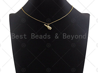 Clear CZ Micro Pave Bottle Shape Pendant/Charm, Bottle Shape Pendant, Silver/Gold/Rose Gold Tone, 8x21mm, Sku#Y263