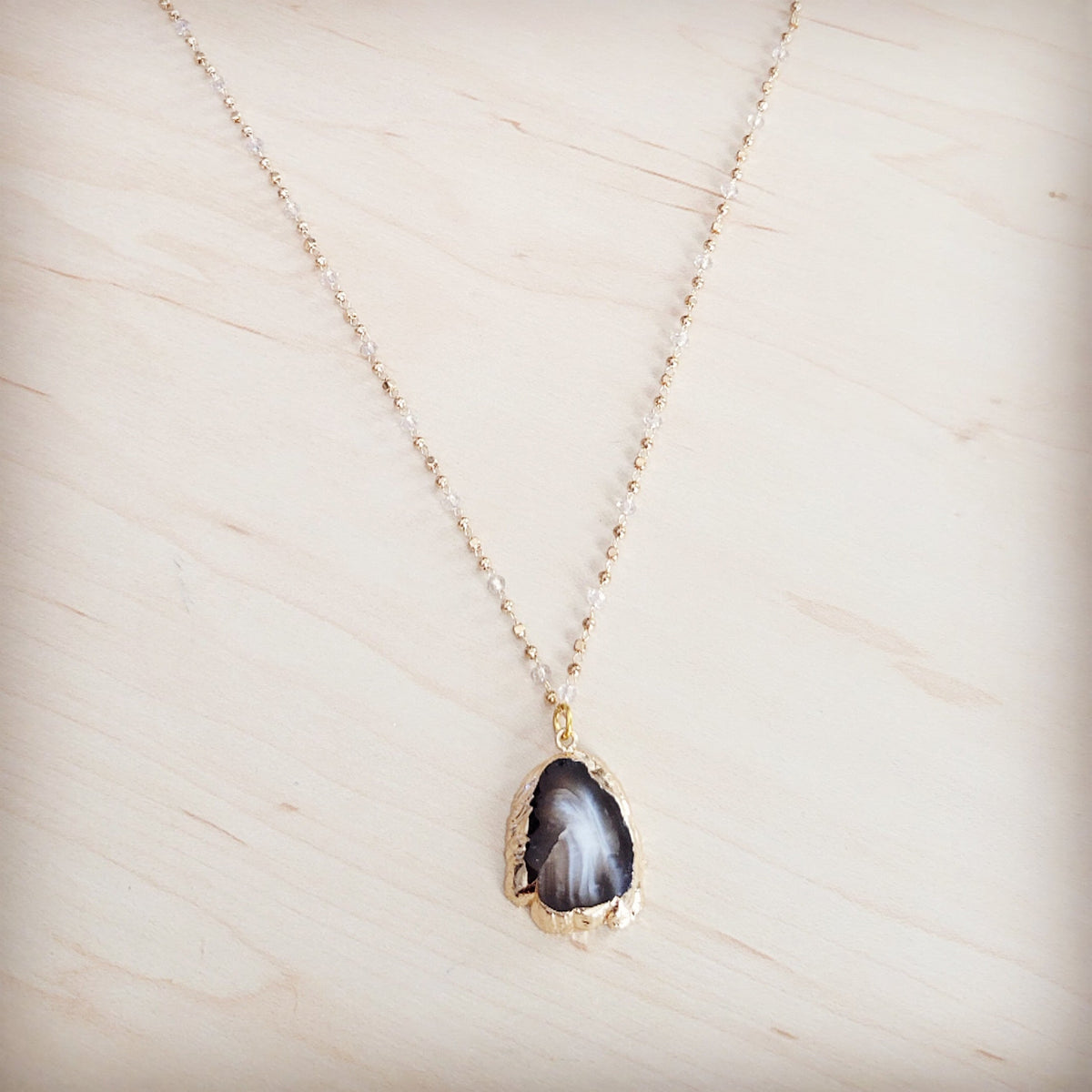 **Gilded Black Agate Necklace 257ma