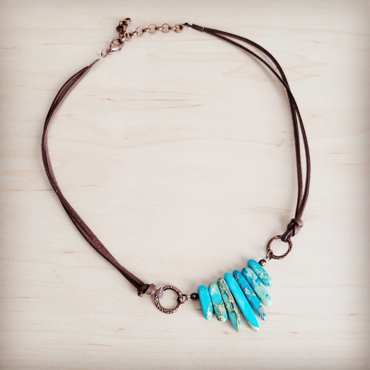 Regalite Slab Necklace with Leather Closure 252j