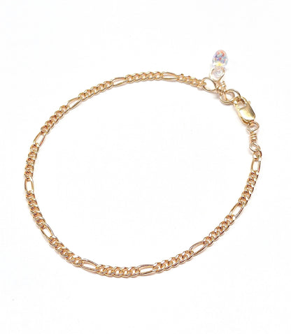 Figaro Chain Bracelet / Anklet with Swarovski Clasp