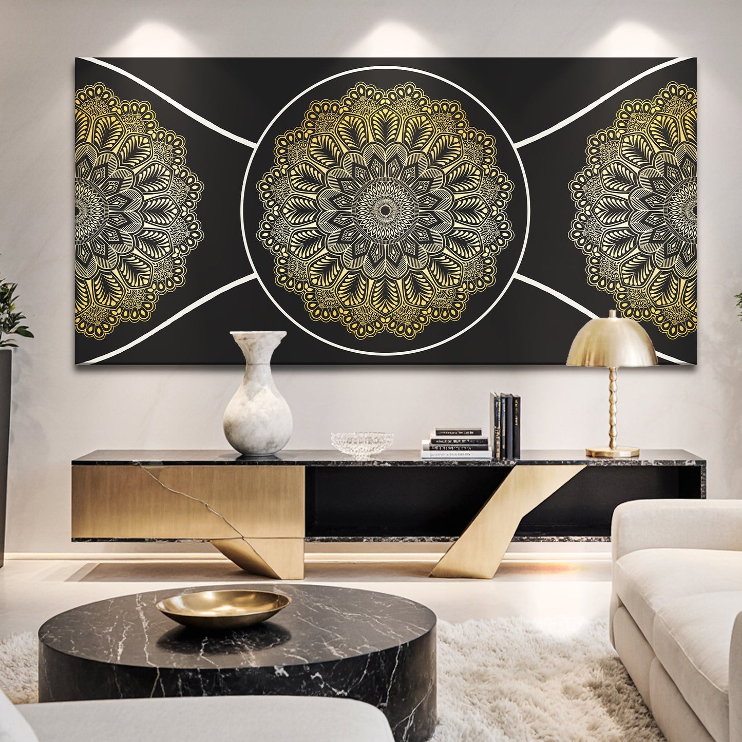 Gold Sacred Geometry Wall Art Tailored Canvases