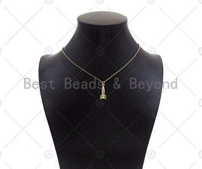 Gold Filled CZ Micro Pave Rocket Shape Pendant, 18K Gold Filled Rocket Charm, Necklace Bracelet Charm Pendant, 8x21mm, Sku#Y449