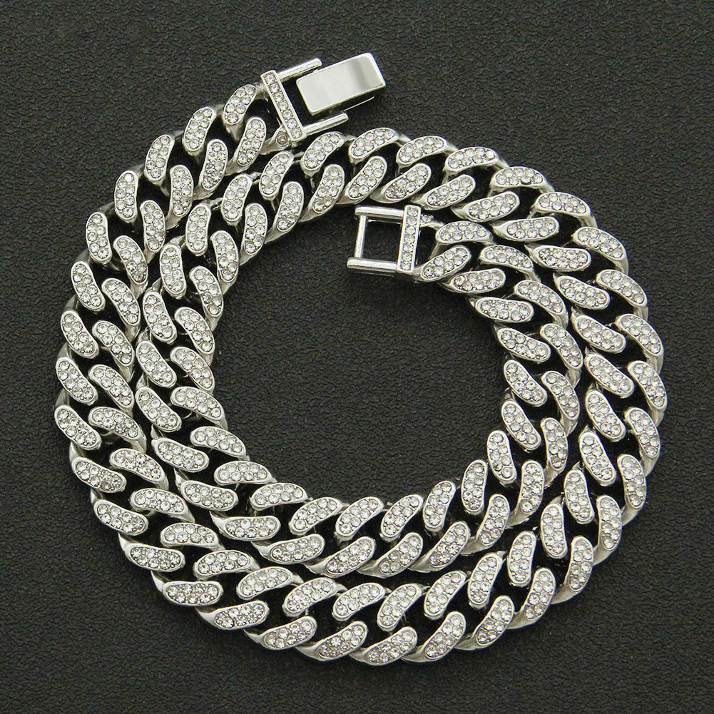 Full Diamond Cuban Chain Necklace Personalized Street Street Dance Motorcycle Men