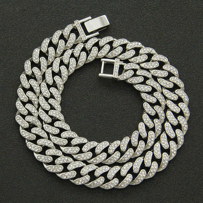 Full Diamond Cuban Chain Necklace Personalized Street Street Dance Motorcycle Men
