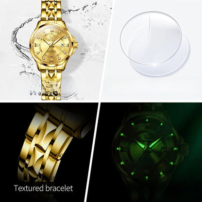 Women's Gold Stainless Steel Small Round Watch Date