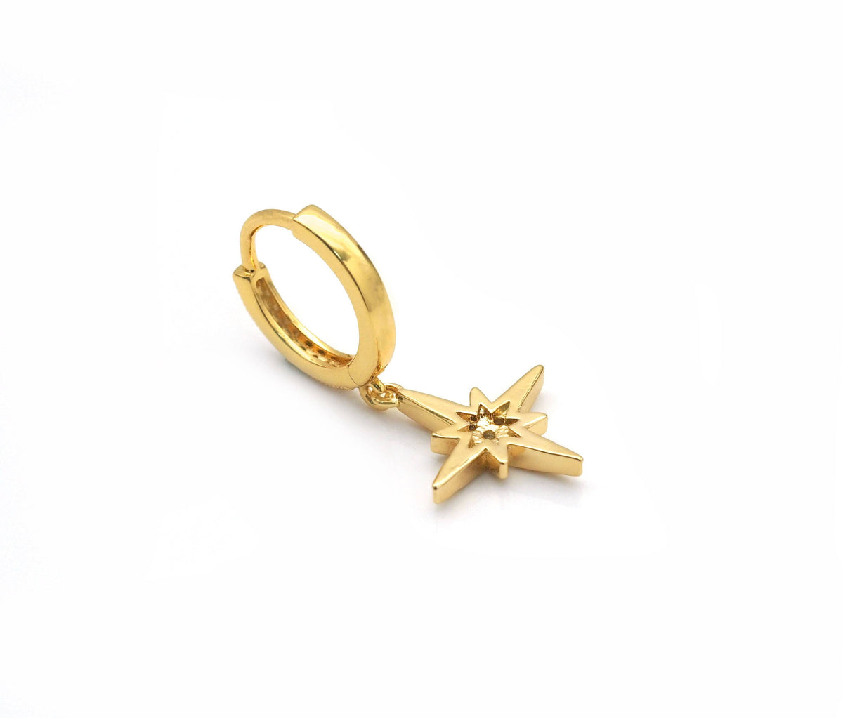 CZ North Star Hoop Earrings, Sku#Y767