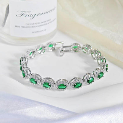 Colorful CZ Halo Tennis Chain Bracelet, Multicolor Gemstone Bridal Jewelry, Unique Pattern Gift for Her, Cubic Zirconia Bridesmaid Bracelet