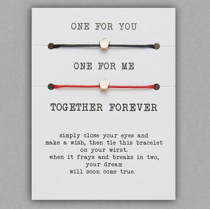 2pcs/set Together Forever Love Infinity 8 Charm Bracelet Red String Couple Bracelets Wish Jewelry Long Distance Matching Bracelets For Best Friend Mother Daughter 17-30cm