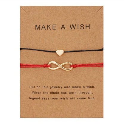 2pcs/set Together Forever Love Infinity 8 Charm Bracelet Red String Couple Bracelets Wish Jewelry Long Distance Matching Bracelets For Best Friend Mother Daughter 17-30cm