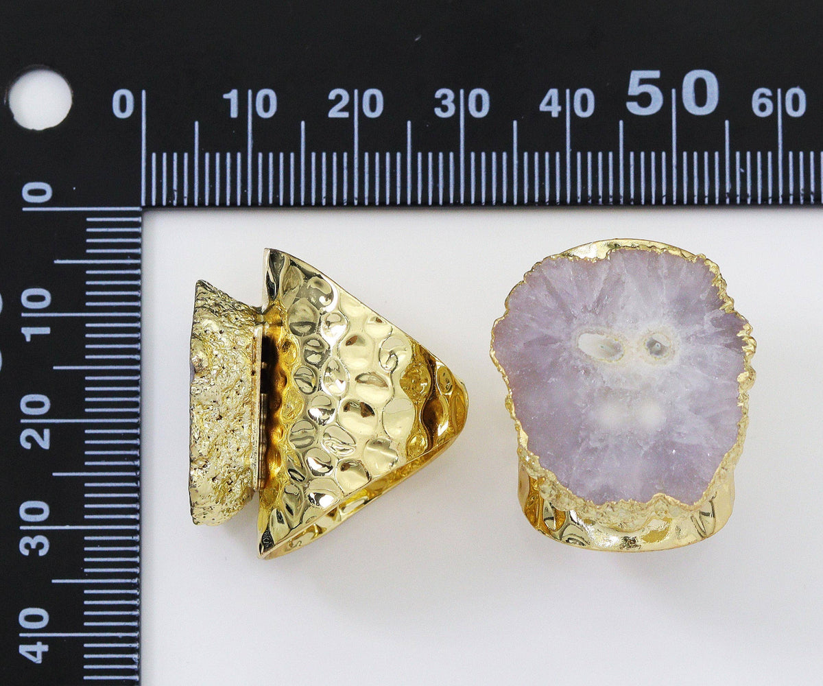 Gold Druzy Adjustable Ring, Sku#YT35