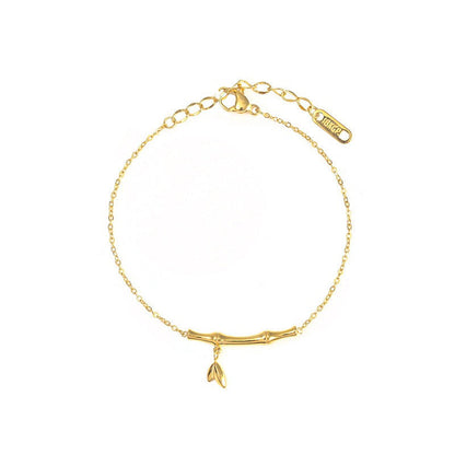 18k gold rising step by step titanium steel bamboo anklet