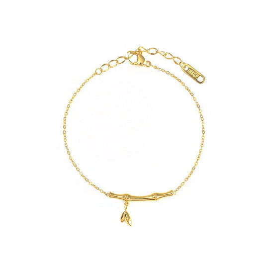 18K Gold Rising Step By Step Titanium Steel Bamboo Anklet