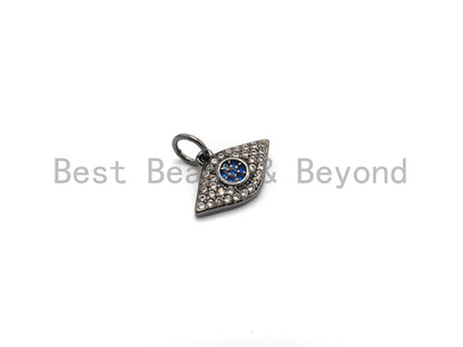 CZ Micro Pave Evil Eye Pendant for Necklace/Bracelet, Cobalt CZ,Cubic Zirconia Pendant,9x14mm, sku#Y199