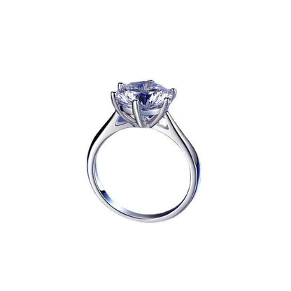 S925 Classic 6-Prong High Carbon CZ Engagement Ring, 0.5–3ct Round Cut Cubic Zirconia, Sterling Silver Daily Gift for Her Him