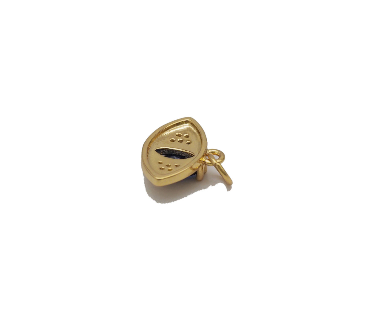 Gold Oval Cobalt Stone Evil Eye Charm, Sku#Y745