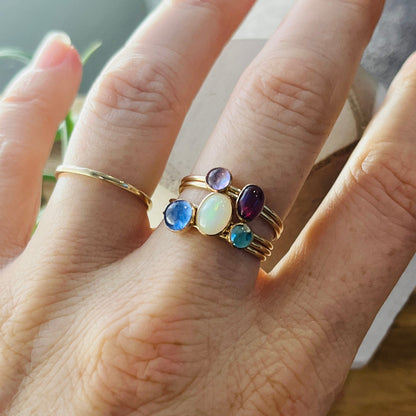 14k gold filled LARGE OVAL ETHIOPIAN OPAL GEMSTONE RING