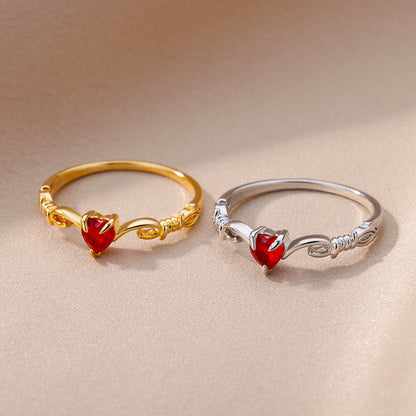 Zircon Niche Fashion, Heart-shaped Ring, Light Luxury Jewelry