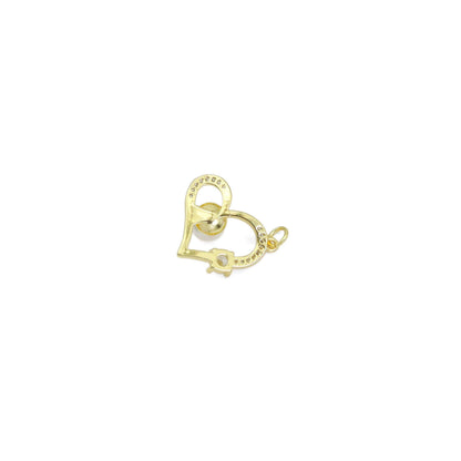 Gold CZ Heart With White Pearl Charm, Sku#Y928