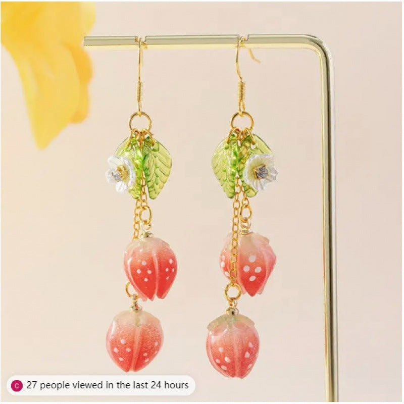 Chinese Advanced Color Creative Plant Pendant Earrings