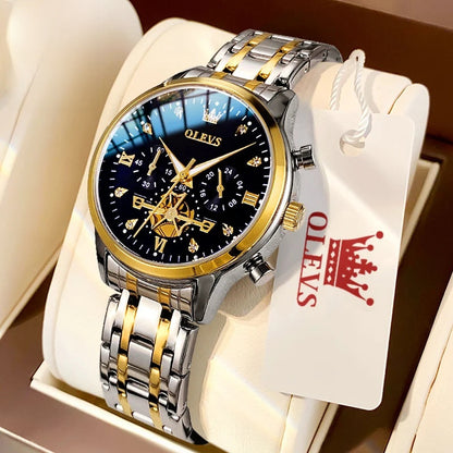 Women's Gold Stainless Steel Multifunction Quartz Watch