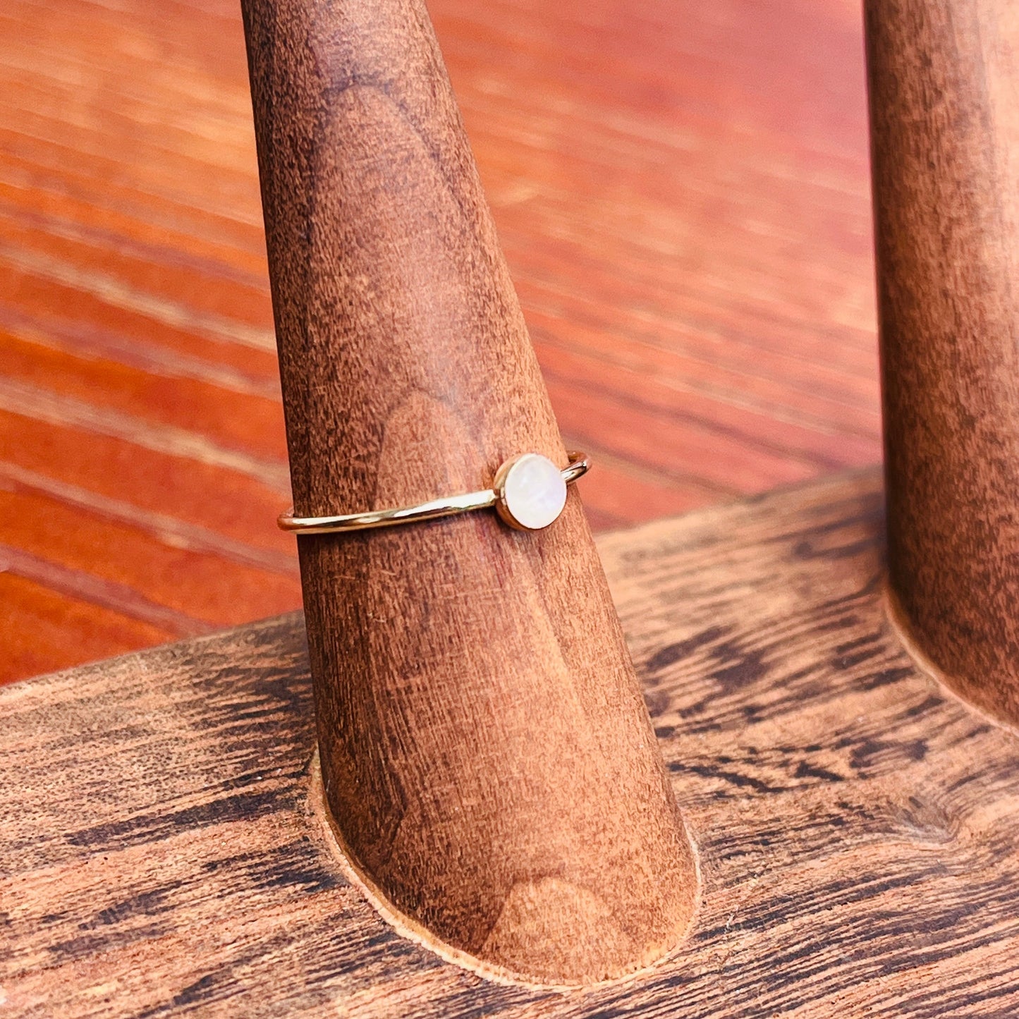 14K Gold Filled RAINBOW MOONSTONE GEMSTONE RING
