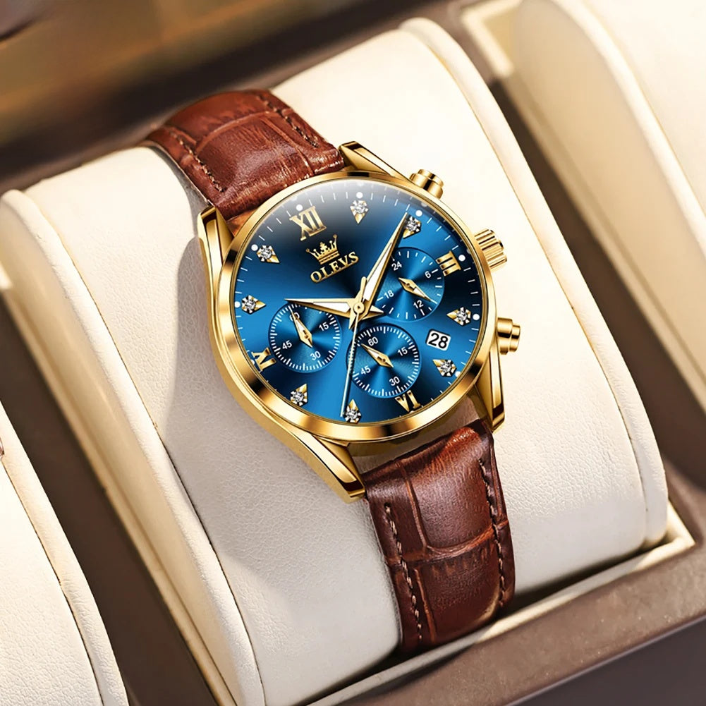Women's Leather Strap Quartz Waterproof Luminous Watch