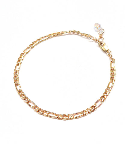 Figaro Chain Bracelet / Anklet with Swarovski Clasp