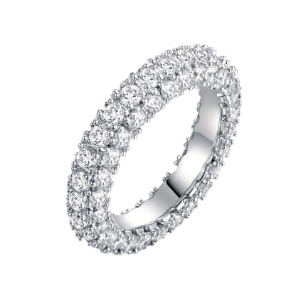 Womens Minimalist, Versatile Three-stone Zircon Ring