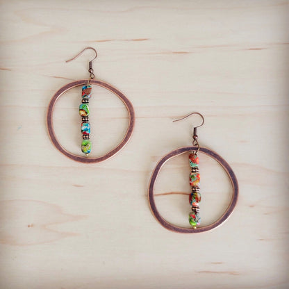 Western Copper Hoop Earrings w/ Multi Regalite 100i