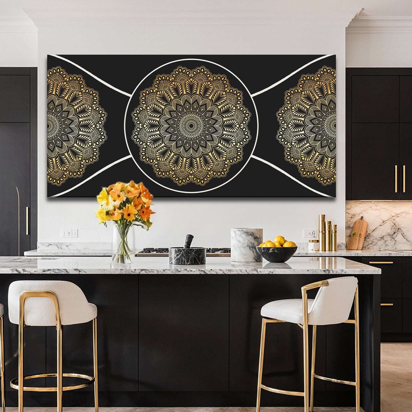 Gold Sacred Geometry Wall Art Tailored Canvases