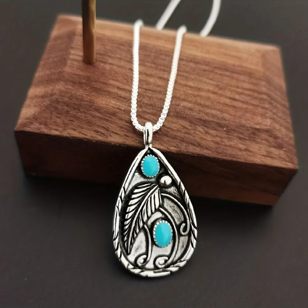 Turquoise Teardrop Pendant Necklace Bumpkin Ranchwear