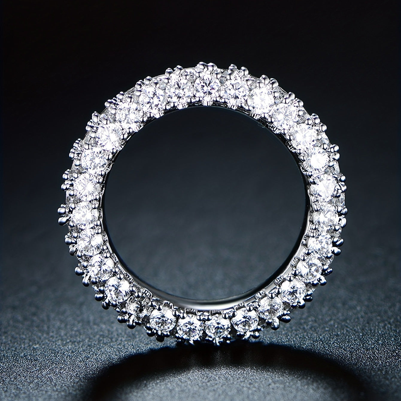 Womens Minimalist, Versatile Three-stone Zircon Ring