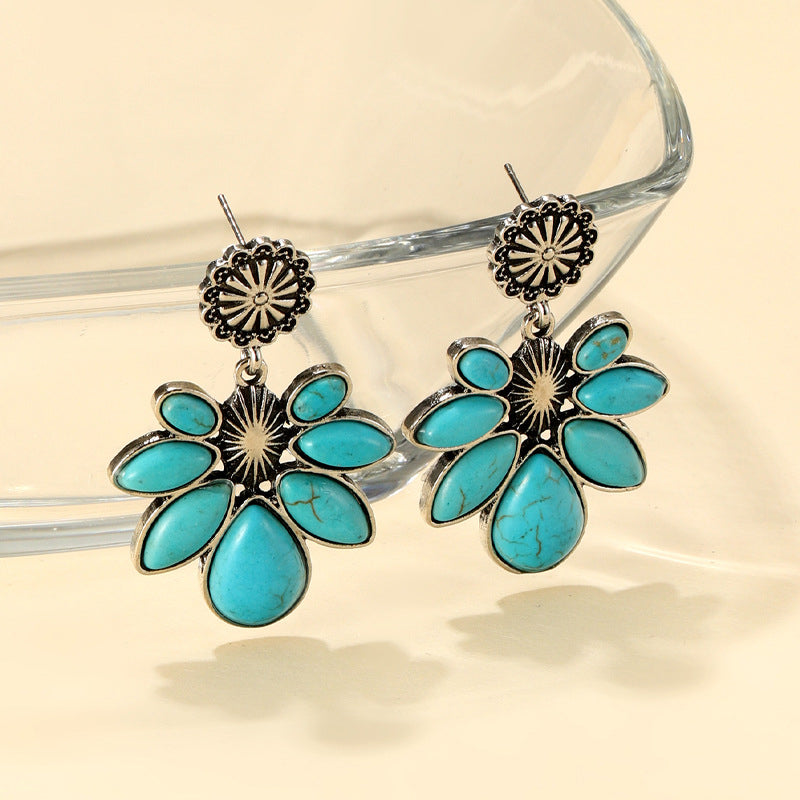 Turquoise Flower Earrings Bumpkin Ranchwear