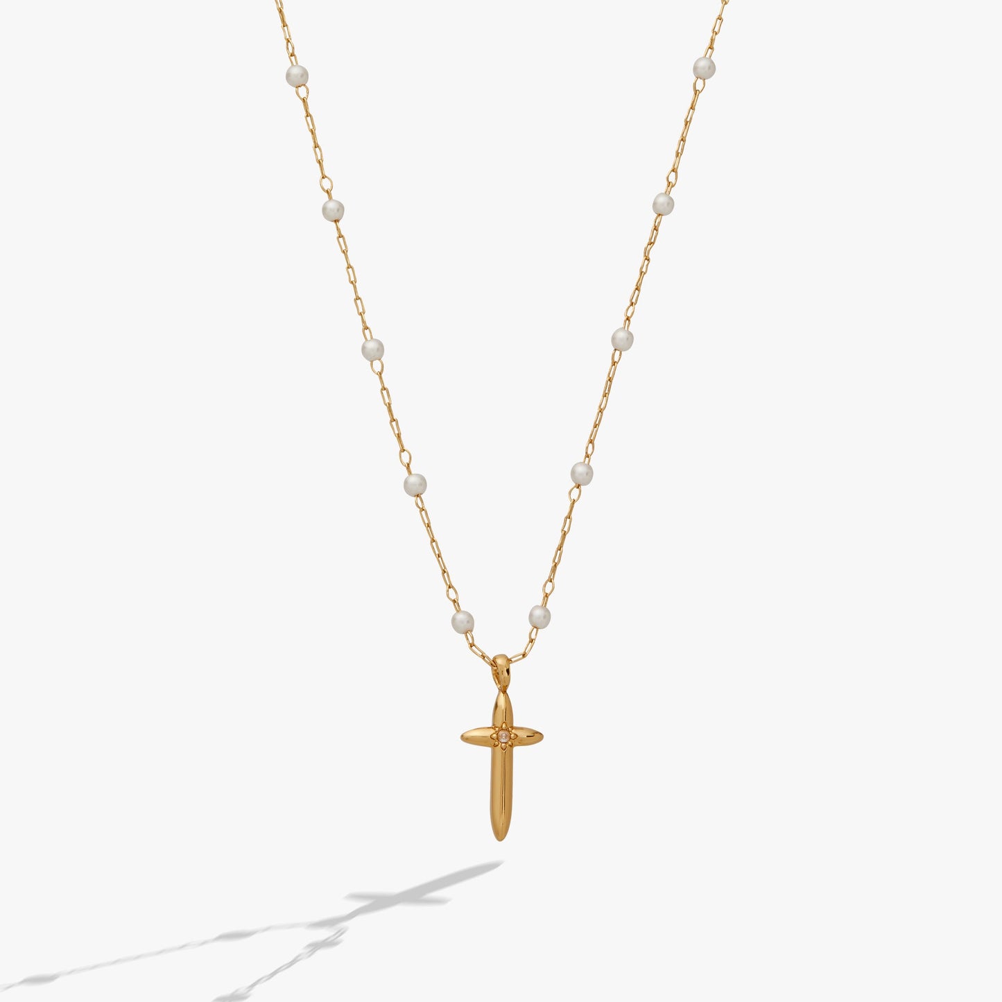 Cross 4:13 Pearl Rosary Chain Pendant Necklace ALEX AND ANI