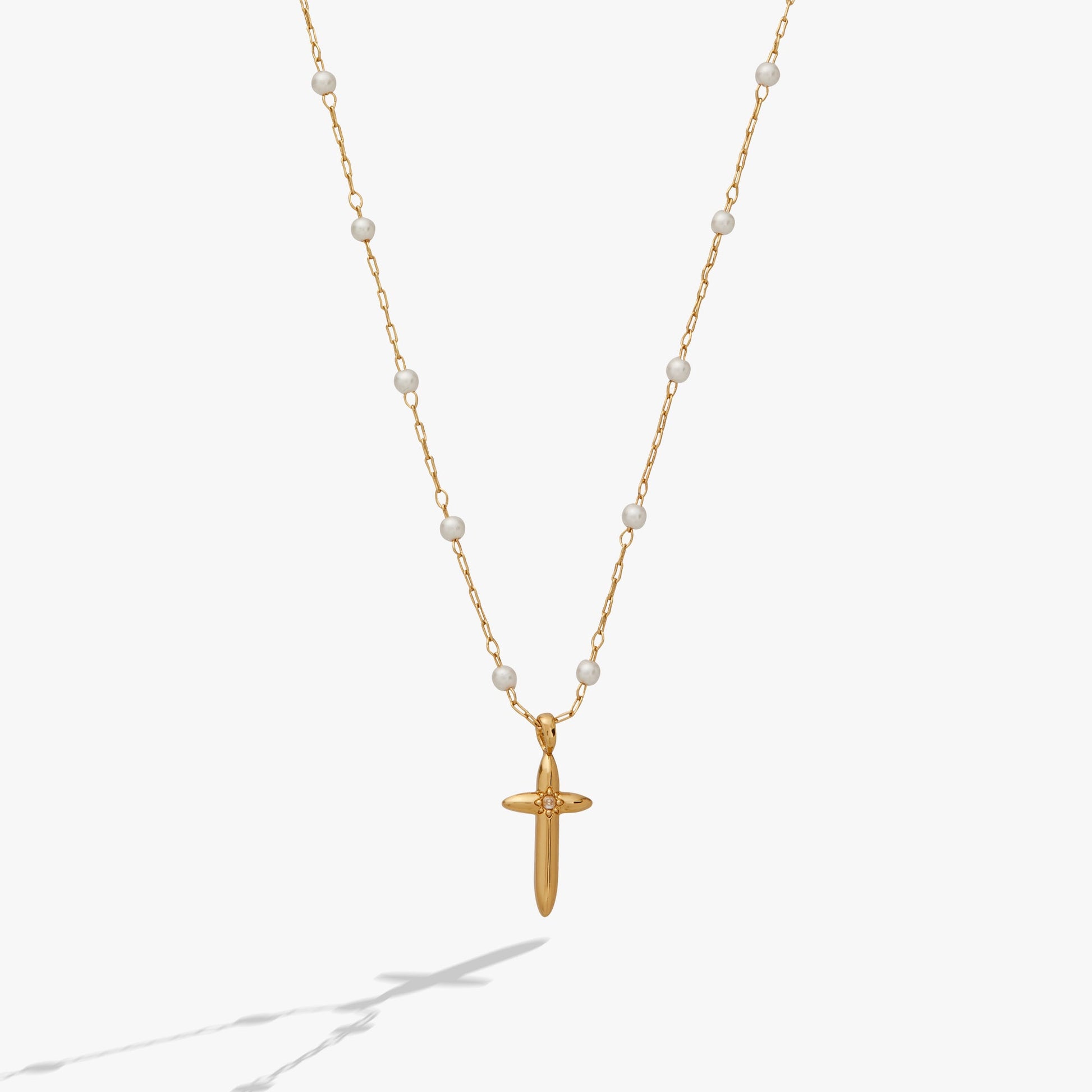 Cross 4:13 Pearl Rosary Chain Pendant Necklace ALEX AND ANI