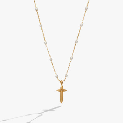 Cross 4:13 Pearl Rosary Chain Pendant Necklace ALEX AND ANI