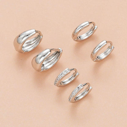 Stacking 3 Pieces Small Hoop Huggie Earrings Set for Women, Silver Stud Earrings for Multiple Piercing Hypoallergenic Trendy Jewelry, Dainty Jackets Cartilage Cubic Zircon Earrings for Women's Gifts