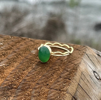 CHRYSOPRASE OVAL RING