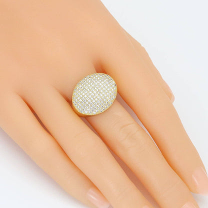 Gold Clear CZ Oval Statement Adjustable Ring, Sku#Y955