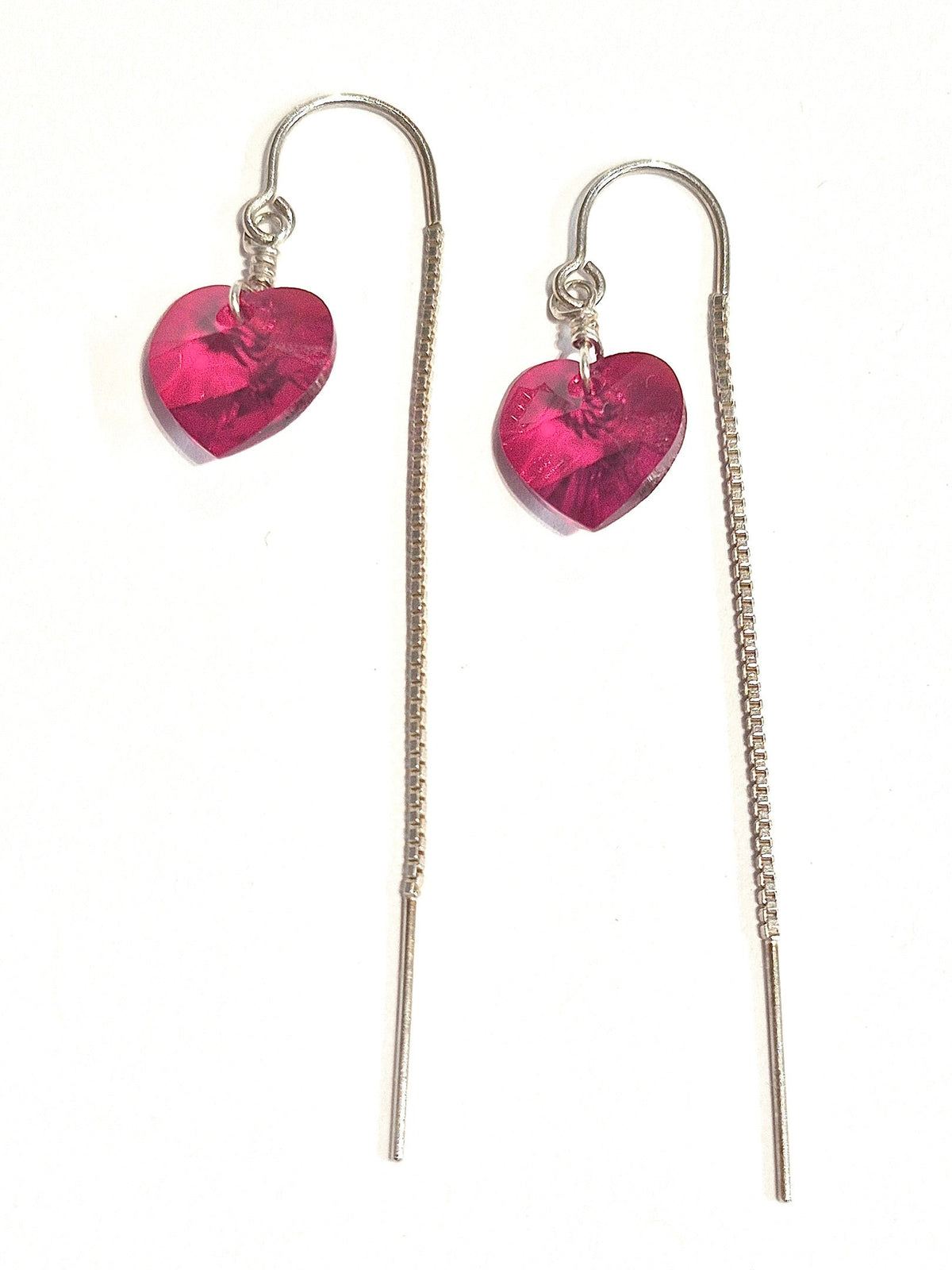 Red Heart swarovski Threader Earrings