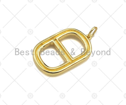 High Polished Can pull Ring Oval Shape Pendant,Dainty Gold/Silver/Rose Gold Charm, Necklace Bracelet Charm Pendant,24x14mm,Sku#Y428
