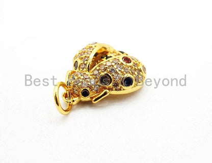 CZ Micro Pave Ladybird Charm, Cubic Zirconia Pave Ladybug Pendant/Charm, Micro Pave Bug Charm Gold/Silver/Rose Gold/Black, 13x16mm, SKU#Y112
