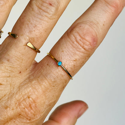 14k gold filled AQUA BLUE CUBIC ZIRCONIA DIAMOND RING