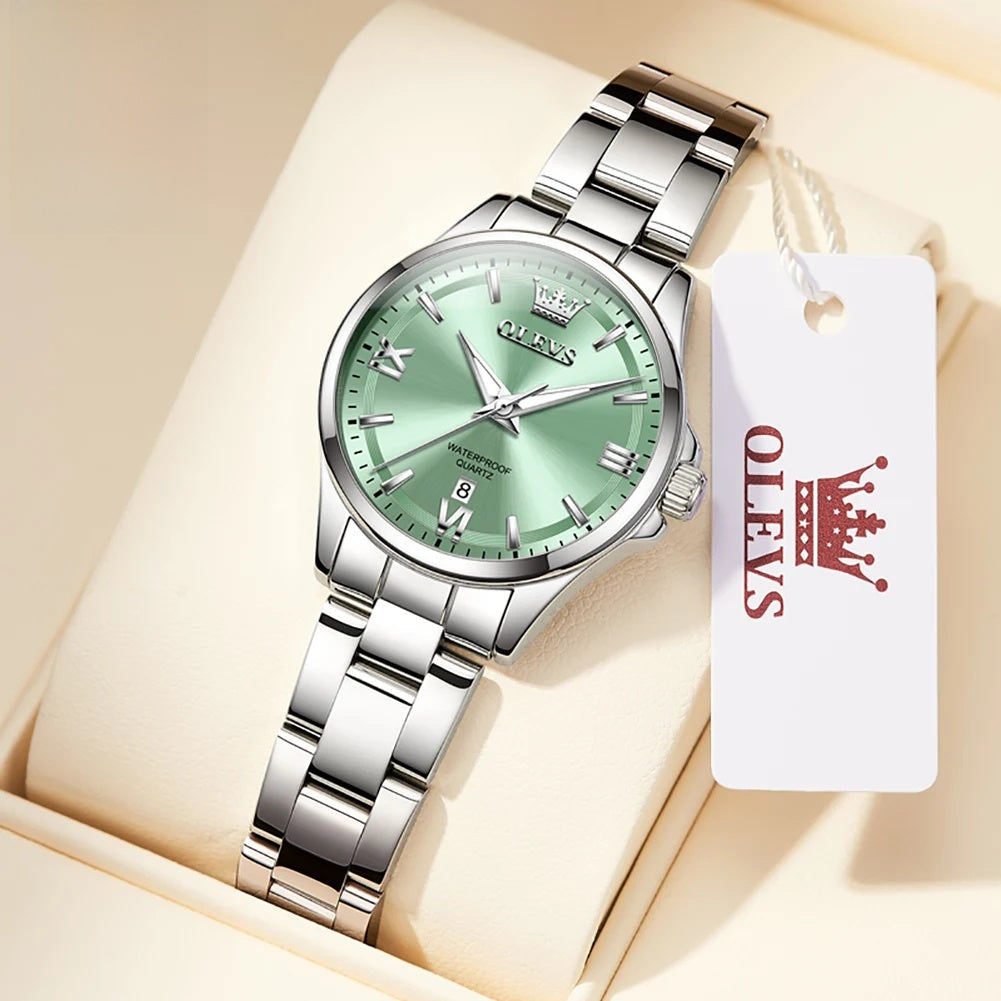 Women's Stainless Steel Watch Purple Dial Luminous Date