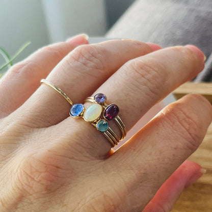 14k gold filled LARGE OVAL ETHIOPIAN OPAL GEMSTONE RING
